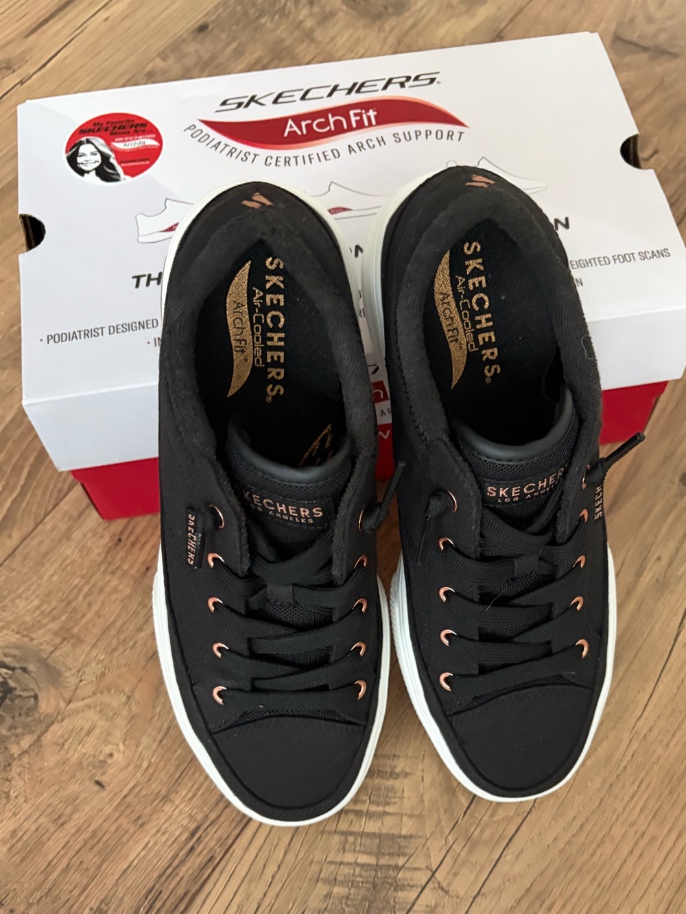 Skechers Arch Fit Arcade - Meet Ya There #177190 Slip On Sneakers Black Size: 8 - Picture 2 of 13